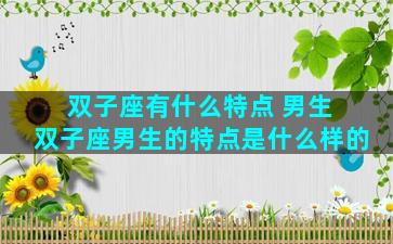 双子座有什么特点 男生 双子座男生的特点是什么样的